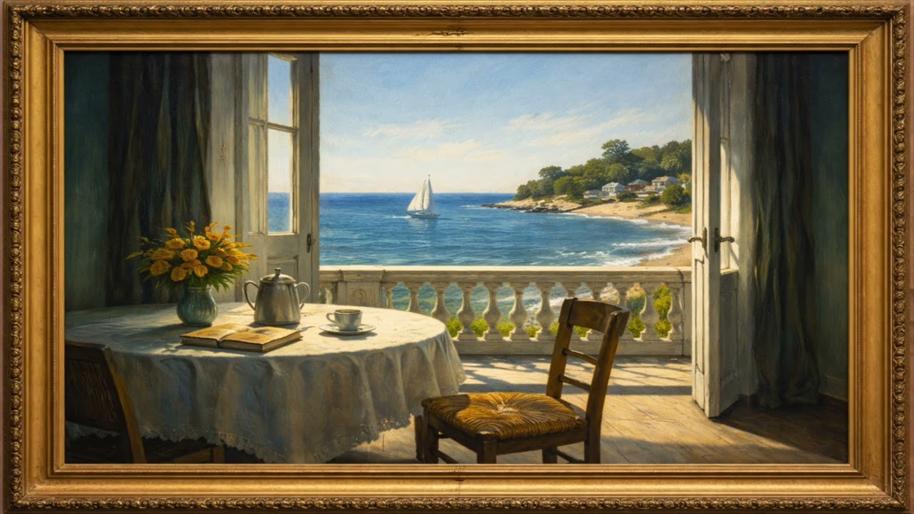 Morning  Coastal Window  / 1 Hour Classic TV Frame Art Display