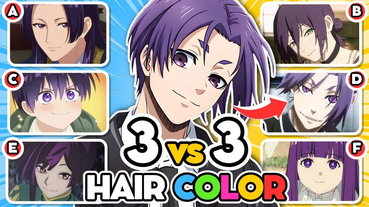 PICK 1 ANIME CHARACTERS GROUP for each HAIR COLOR 🧑&zwj;🦲 🔥 3 VS 3 🔥 | ANIME QUIZ