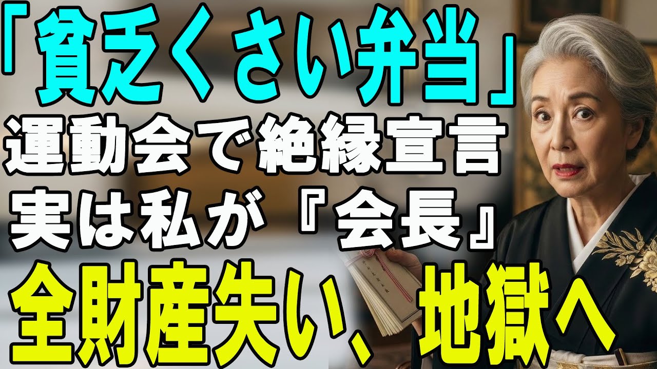 「ババアは恥ずかしい」運動会で手作り弁当を嘲笑う嫁「もう来ないで」私「分かりました」→ 翌日、息子の会社が消滅。私の正体を知った嫁が絶望の淵へ…【シニアライフ】【60代以上の方へ】