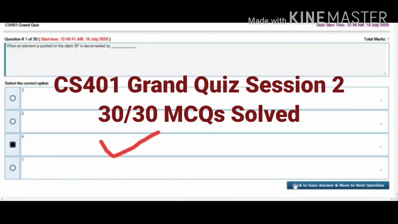 CS401 Grand Quiz Solved || CS 401 GRAND QUIZ || 30/30 MCQS Solved