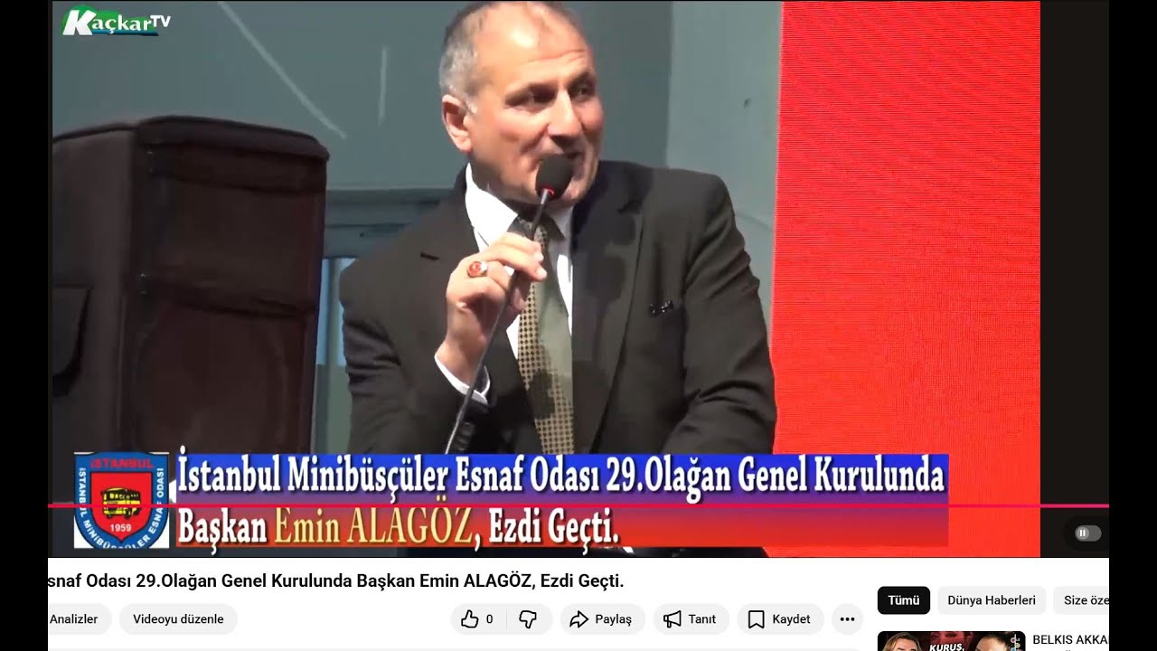 İstanbul Minibüsçüler Esnaf Odası 29.Olağan Genel Kurulunda Başkan Emin ALAGÖZ, Ezdi Geçti.
