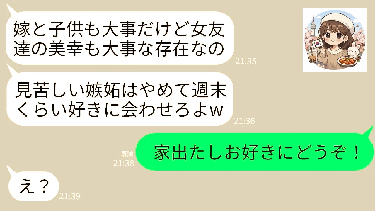 【LINE】嫁の私と生後3ヶ月の子供よりも女友達を優先して休日は出かけて行く夫「見苦しい嫉妬はやめろよw」→気持ちが完全に冷めた私のある発言で夫が真っ青にwww
