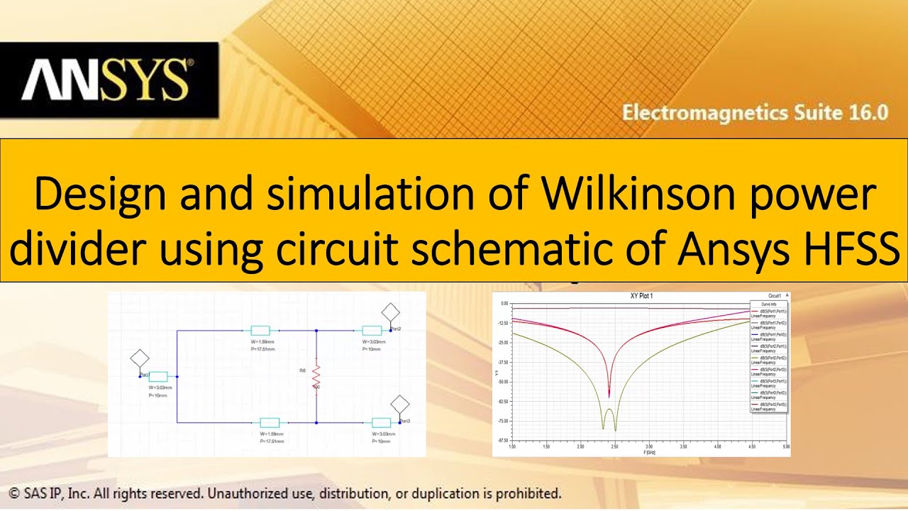 Design and simulation of wilkinson's power divider using circuit schematic of Ansys HFSS