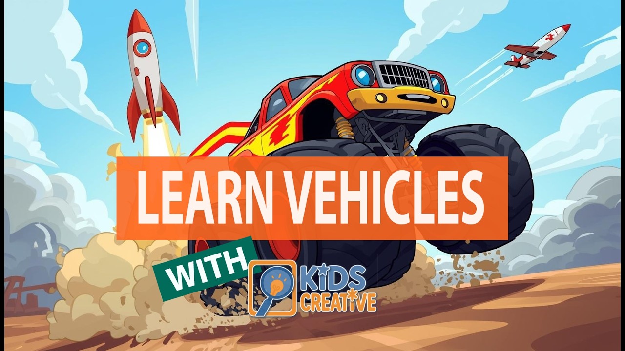 Learn Vehicle Names in English 🚜🚓✈️ | Cars, Trucks, Planes & More for Kids | Kids Creative