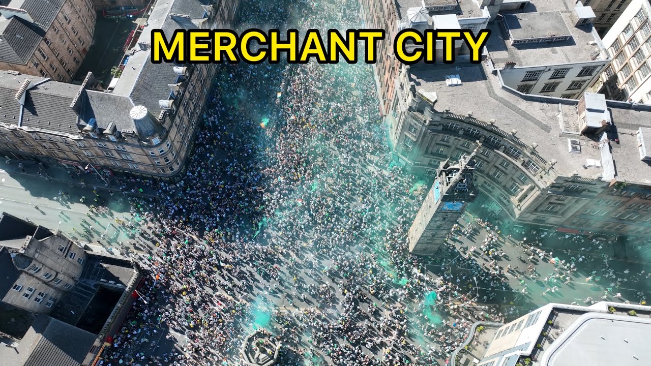 CRAZY SCENES - CELTIC FANS AT MERCHANT CITY !!! DRONE