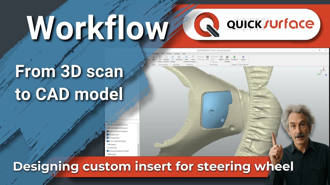 Workflow: Designing custom insert for steering wheel | QUICKSURFACE
