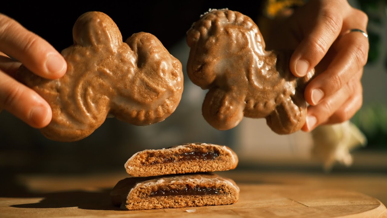 Пряники с начинкой слива-яблоко/Gingerbread with plum & apple filling/ Galletas de jengibre rellenos