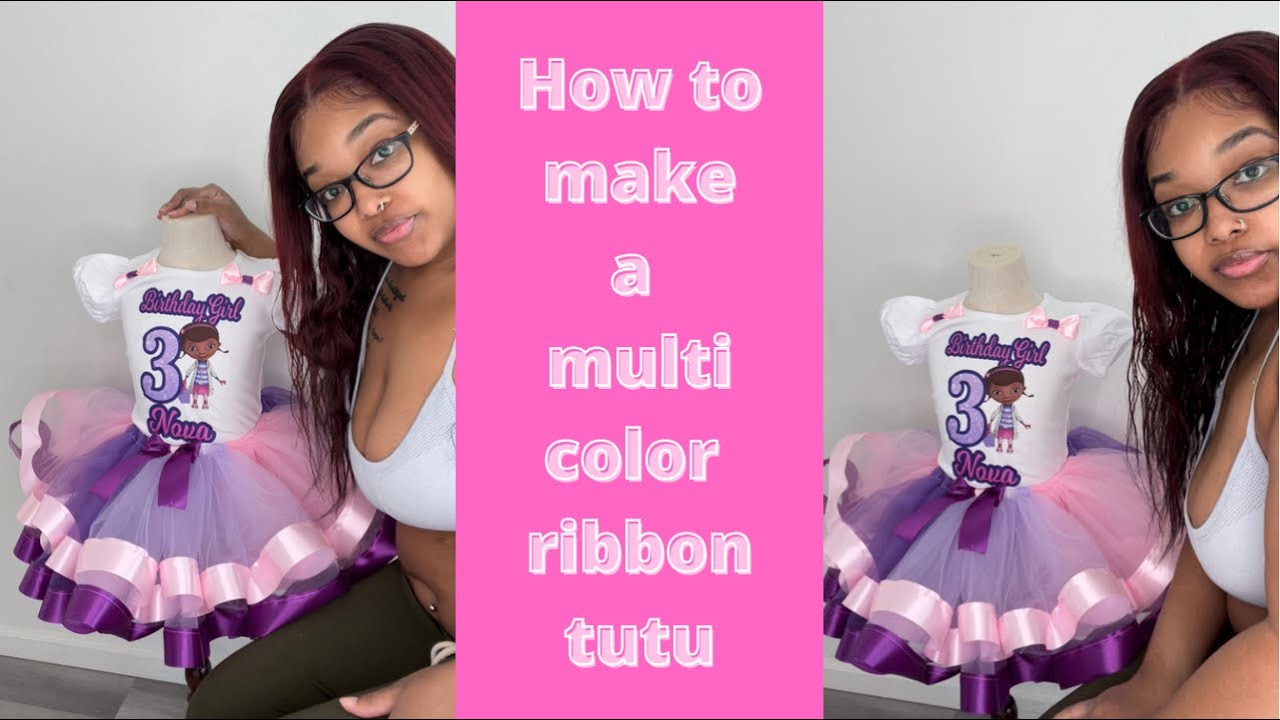 How to make multi color ribbon tutu | how to make ribbon trim tutu skirt | easy sew tutu