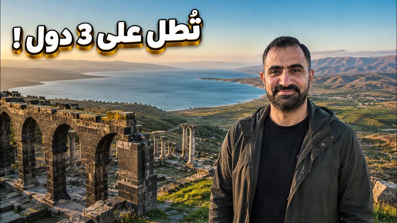 من شمال الأردن الأطلالة المدهشة على 3 دول الاردن | فلسطين | سوريا من قرية أم قيس في اربد