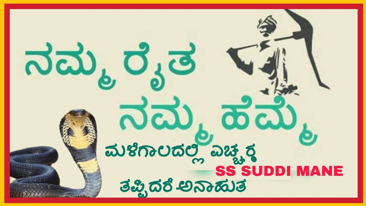 ರೈತರೆ ಎಲ್ಲದಕ್ಕೂ ಮೂಲ | ಮಳೆಗಾಲದಲ್ಲಿ ಎಚ್ಚರ ತಪ್ಪದರೆ ಅನಾಹುತ ಫಿಕ್ಸ್ | ಹಾವು ಚೇಳುಗಳ ಬಗ್ಗೆ ಜಾಗೃತಿ ವಹಿಸಿ