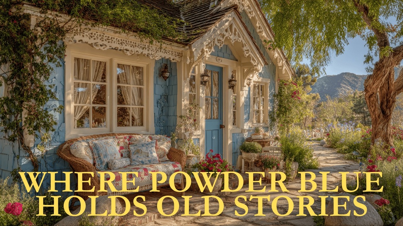 Powder Blue & Antique Cream Cottage | Vintage Historic Blue Floral Cottage That Feels Like the Past