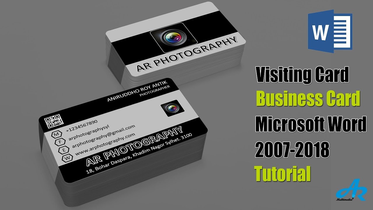 MS Word Tutorial: Unique Photographer Visiting Card in MS Word 2013 & Business Card in Word 2016