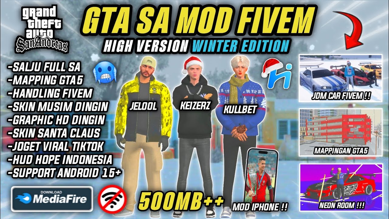 SHARE‼️MODPACK FIVEM HIGH V1 WINTER EDITION FULL JDM DRIFT& MAPPING GTA5 FULL SKIN FIVEM CUMA 500MB🥶