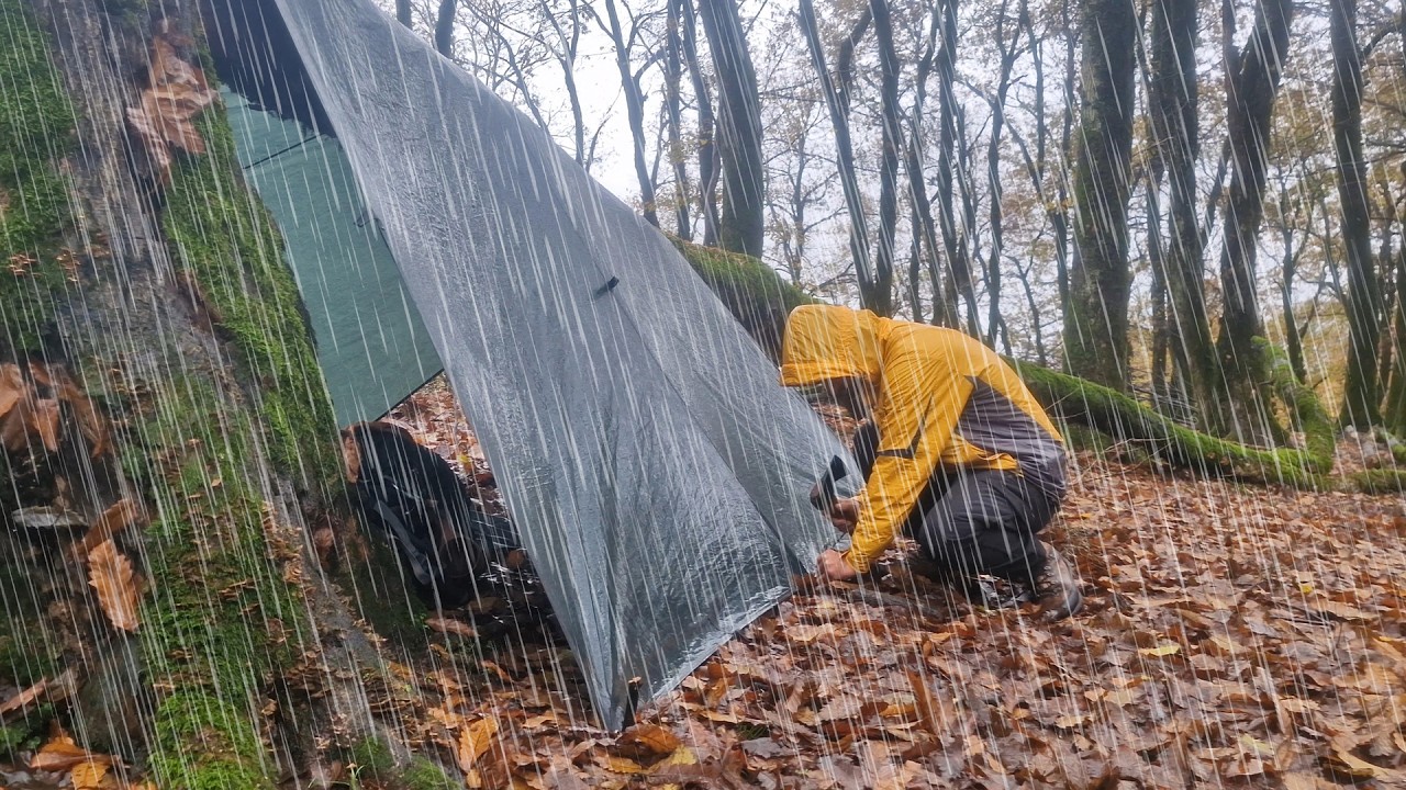 Solo Camping in Torrential Rain: Building a Waterproof Survival Shelter
