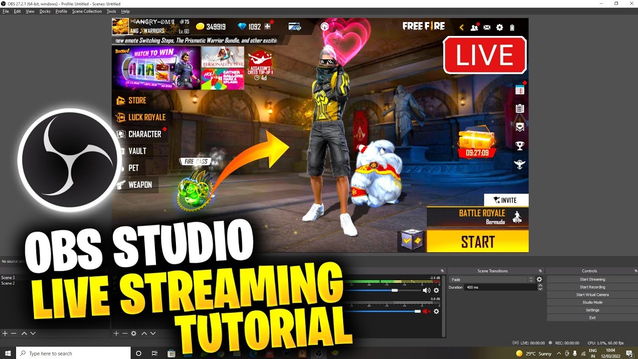 Best OBS Settings For  Streaming / Recording Low End PC I Free Fire Live Streaming With Low End Pc
