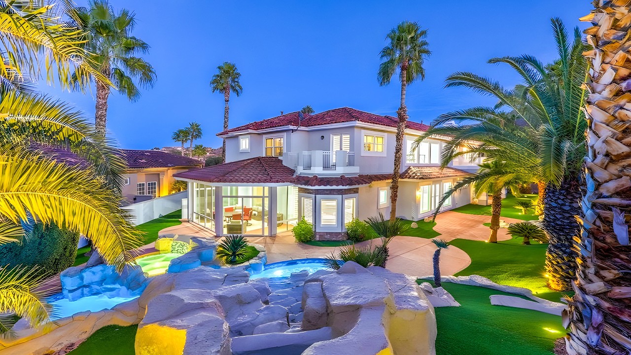 Las Vegas Mega Home with Resort Backyard Oasis | Waterfalls and Spa | Complete Remodel | Guard Gated