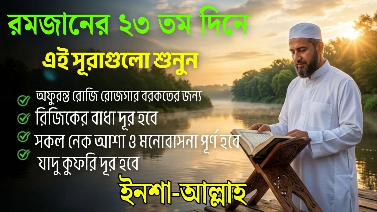আজ পবিত্র রমজানের ২৩ তম  - জীন, ভুত, রোগ, দুশ্চিন্তা, বদনজর, রিজিকের বাধা দুর হবে ইনশাআল্লাহ