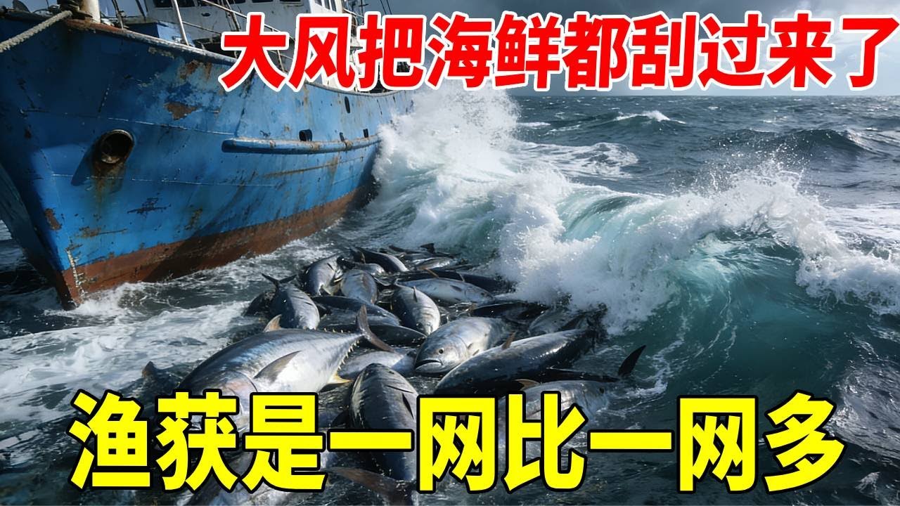 大风把海鲜都刮过来了，渔获是一网比一网多，像是大海在发年终奖 #赶海  #海鲜  #年终奖  #渔民