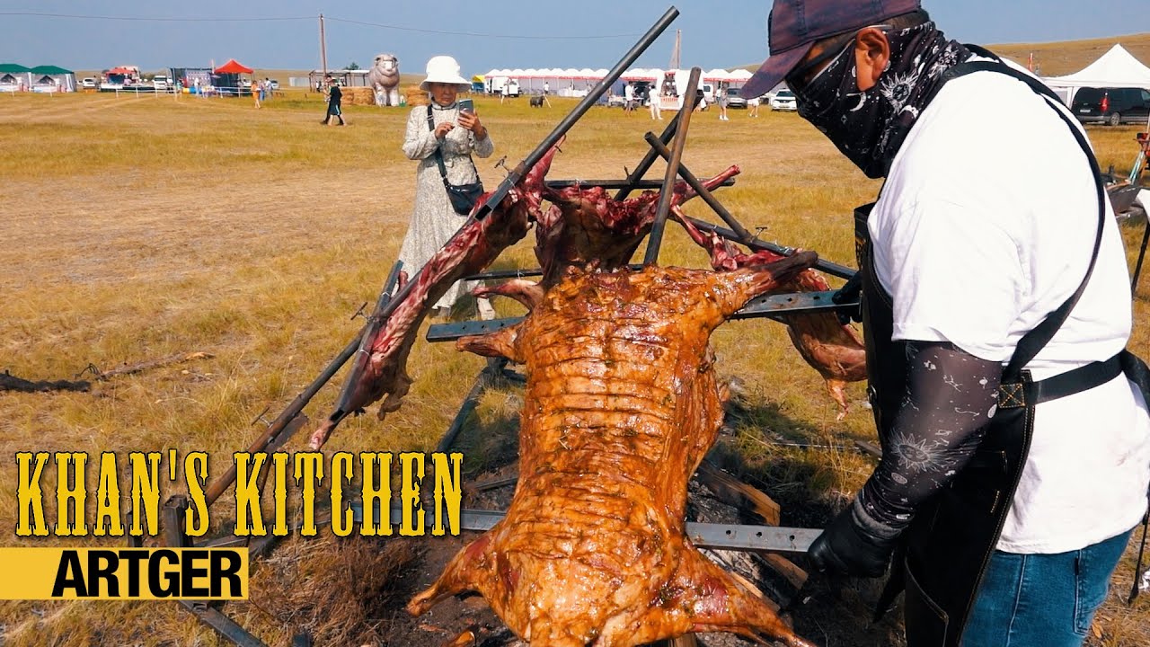 Khan's Kitchen Huge Roast Lamb and Horhog BBQ at the BORGOY Food Festival in Buryatia!