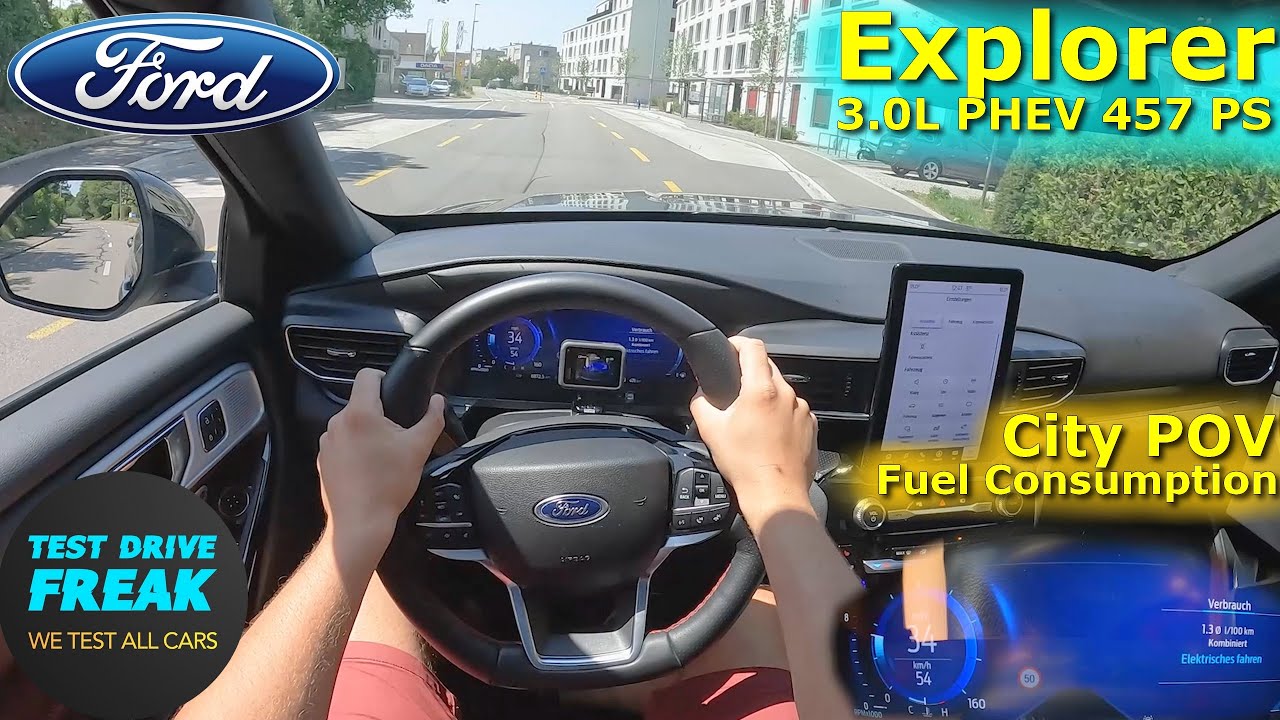2023 Ford Explorer 3.0 EcoBoost V6 PHEV 457 PS CITY POV DRIVE with Fuel Consumption