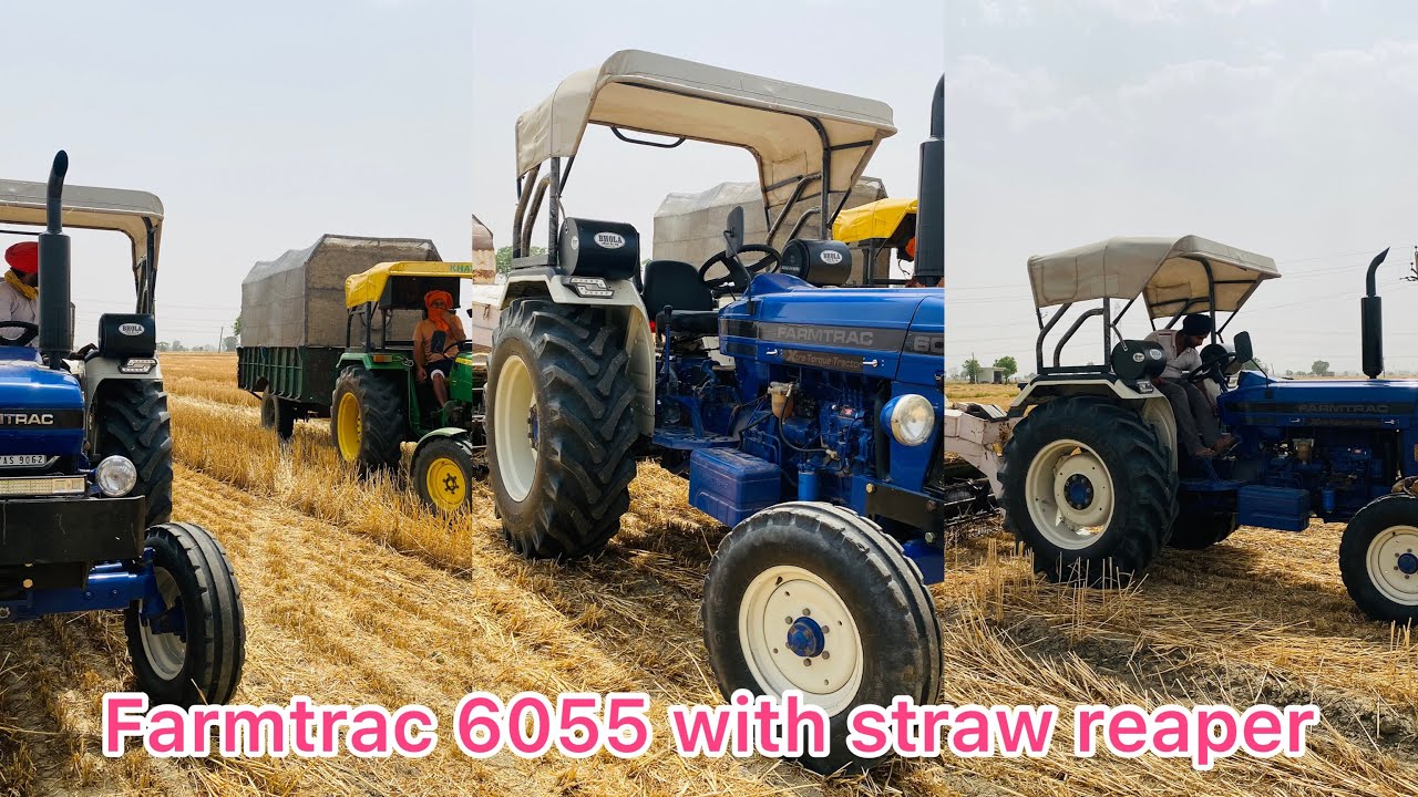 Farmtrac 6055 de straw reaper te performance 🔥👌|| Gl honi aa time ⏰ de || #waheguruji #trending