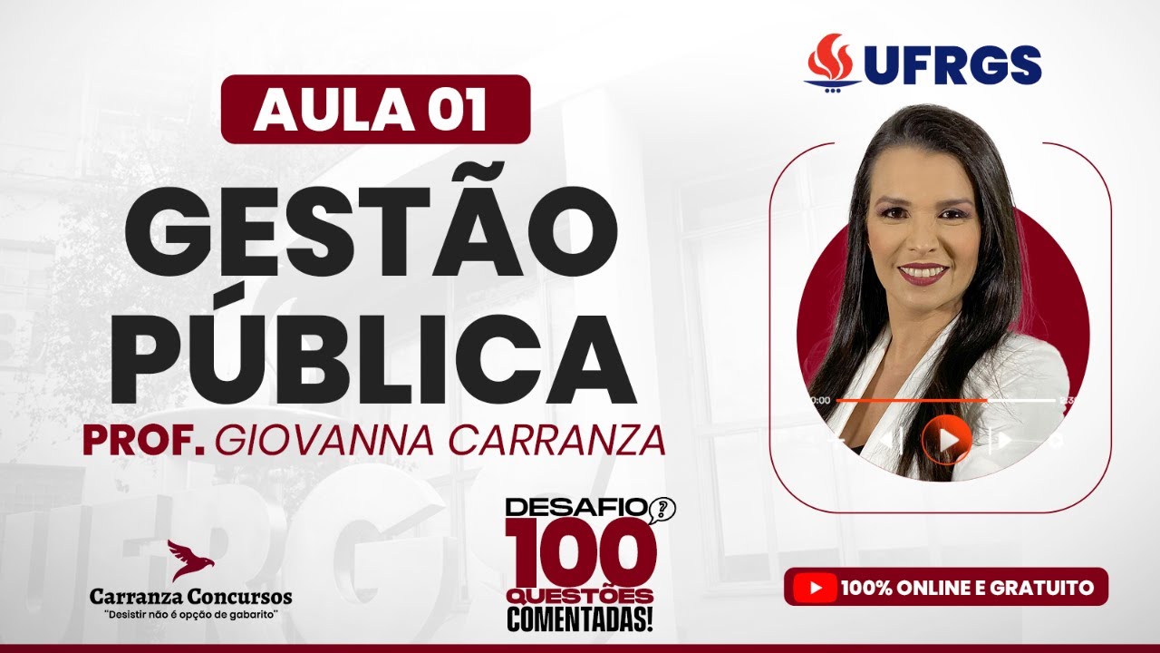 Aula 01 - Concurso UFRGS – Gestão Pública em Administração | Questões Comentadas