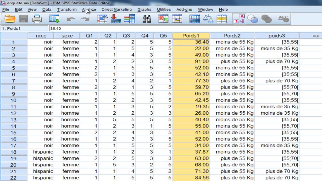 SPSS (tutoriel)/ Statistiques descriptives