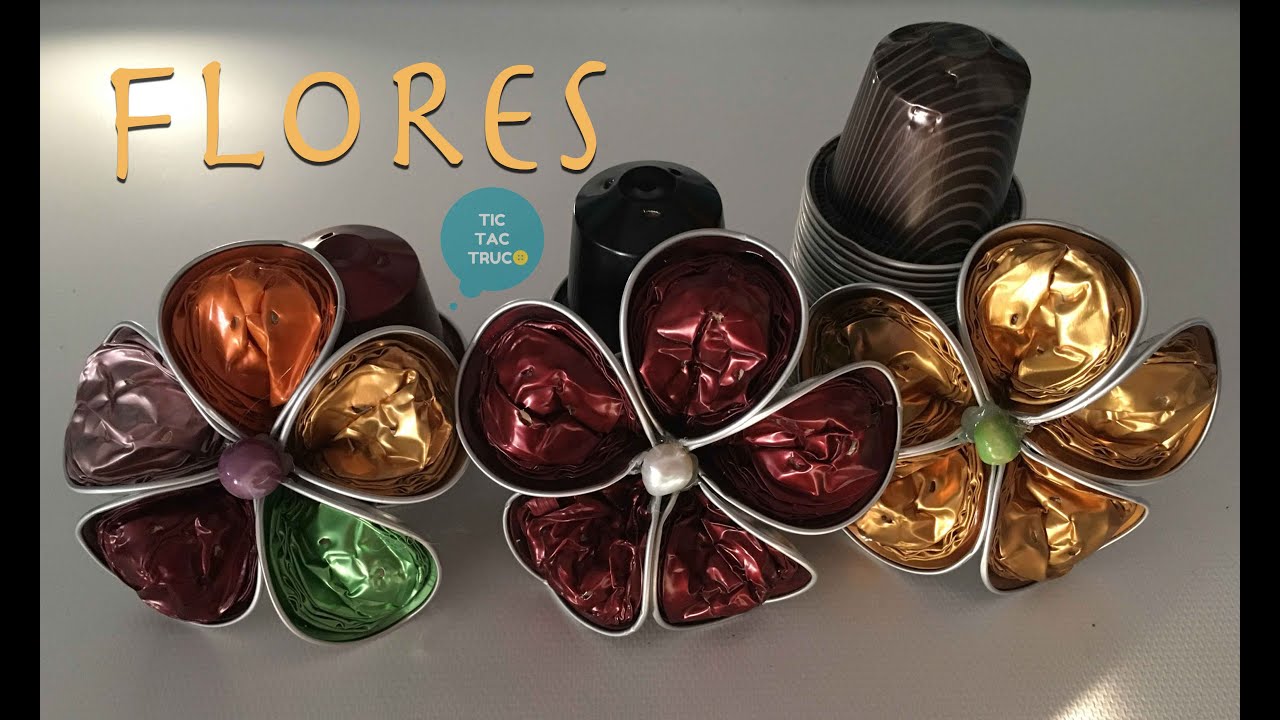 Flores hechas con capsulas de Nespresso