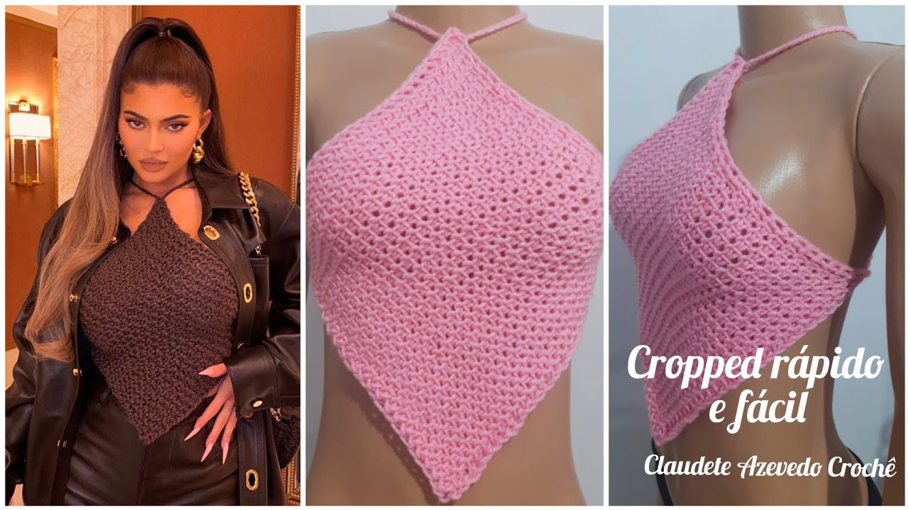 Cropped em Crochê Tunisiano