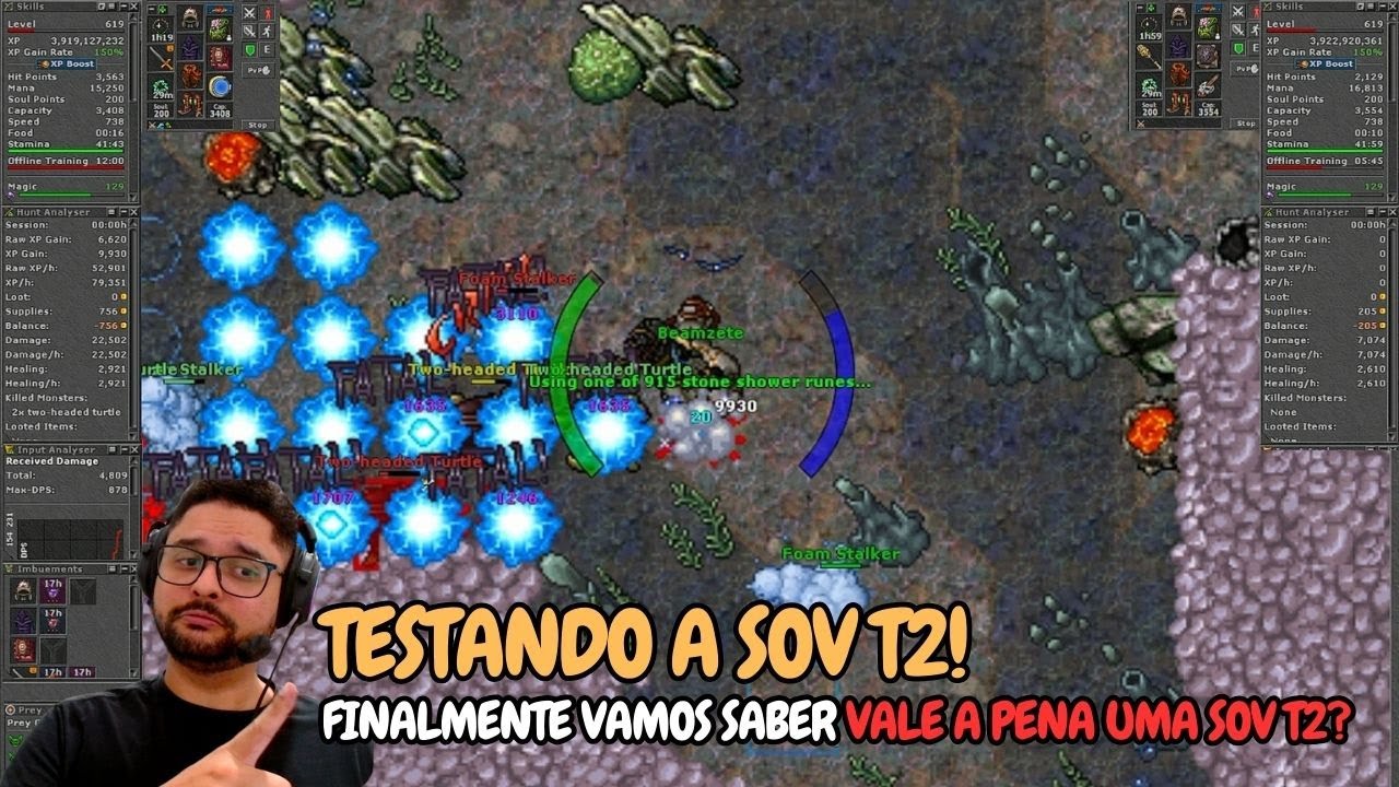 TIBIA - TESTANDO NA HUNT UMA SOV T2 X LION WAND!