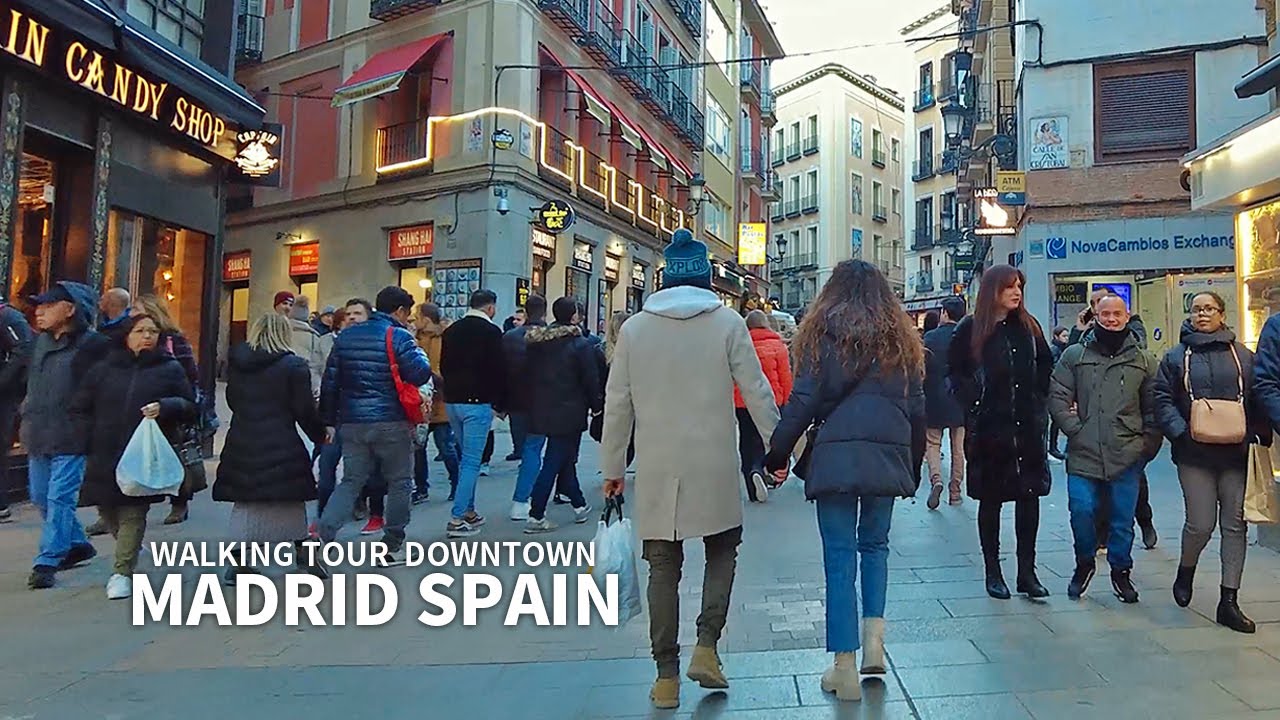 [Full Version] MADRID SPAIN - Winter Walk, Calle Gran via, Plaza del Sol, Calle Mayor, Plaza España