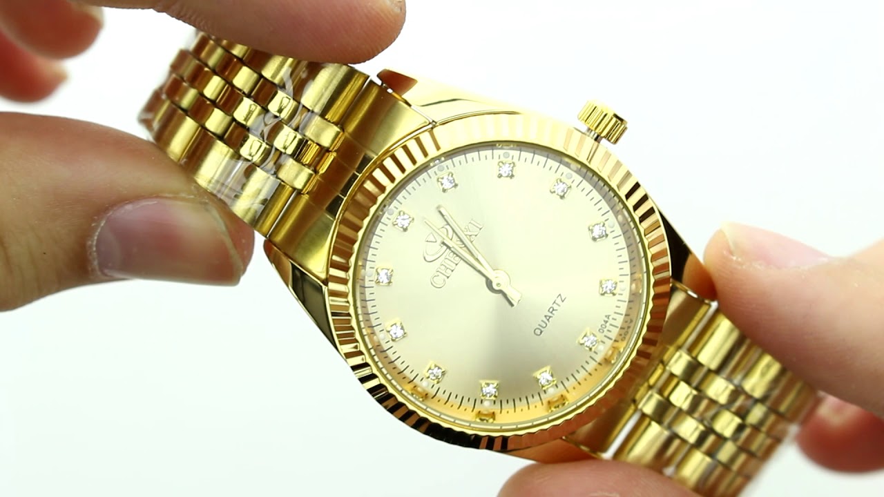Unboxing XLORDX Herren Armbanduhr, Business Casual Analog Quarz Gold Uhr mit Edelstahl Armband