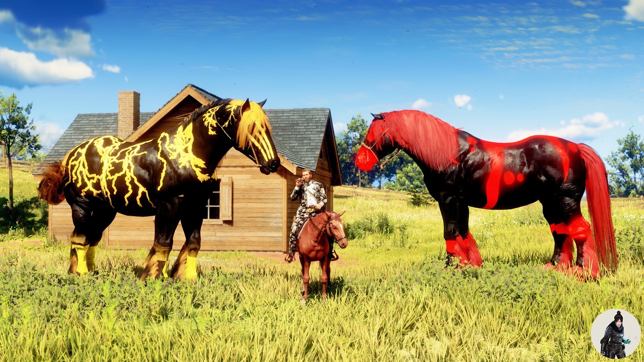 Arthur Morgan Tames 2 GIGANTIC Mythical Horses! Golden Lightning & Black-Red Beast at Real Estate
