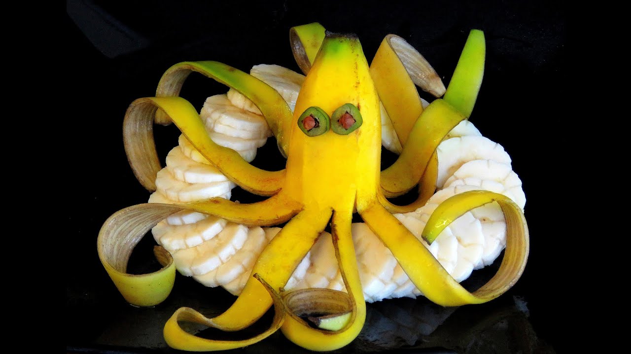 Art In Banana Squid | Banana Art | Fruit Carving Banana Garnishes
