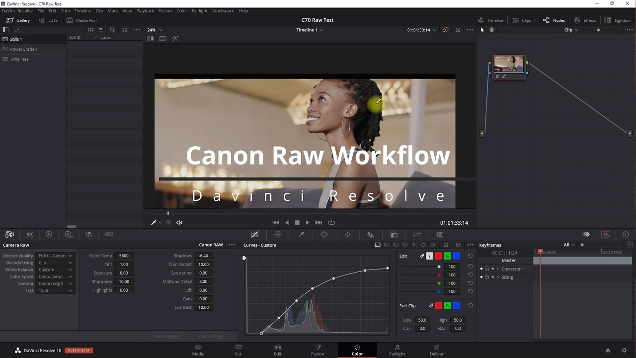 Basic / Primary Grading of Canon Raw On Davinci Resolve