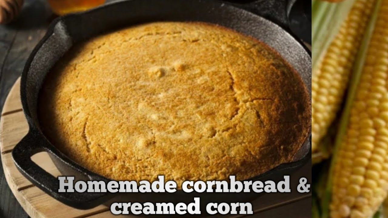 Homemade American cornbread and creamed corn