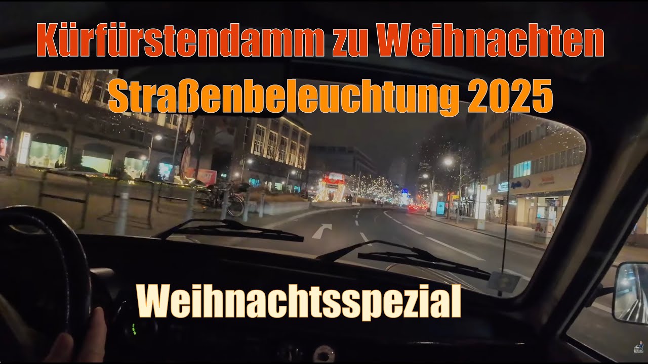 Den Kurfürstendamm zu Weihnachten 2025 entlang bei weihnachtlicher Straßenbeleuchtung im Trabant