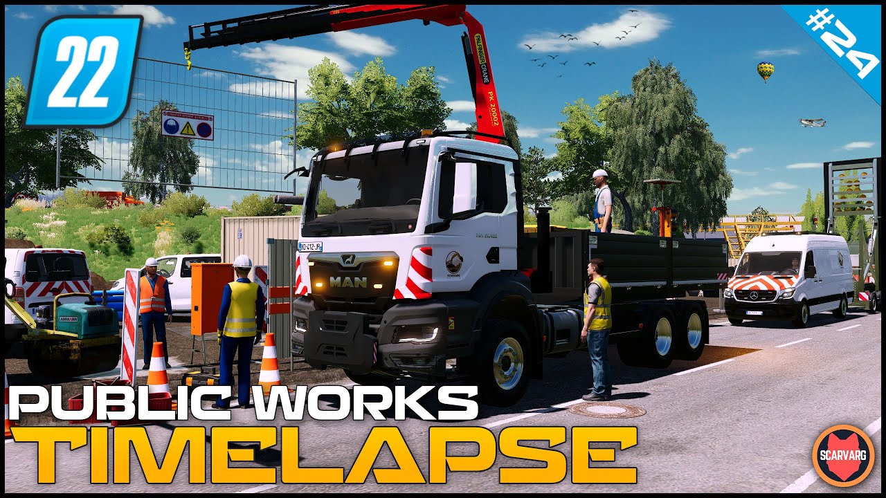 🚧 New Truck - Man TGS + Transporting & Setting-Up Wire Mesh Fence ⭐ FS22 City Public Works Timelapse