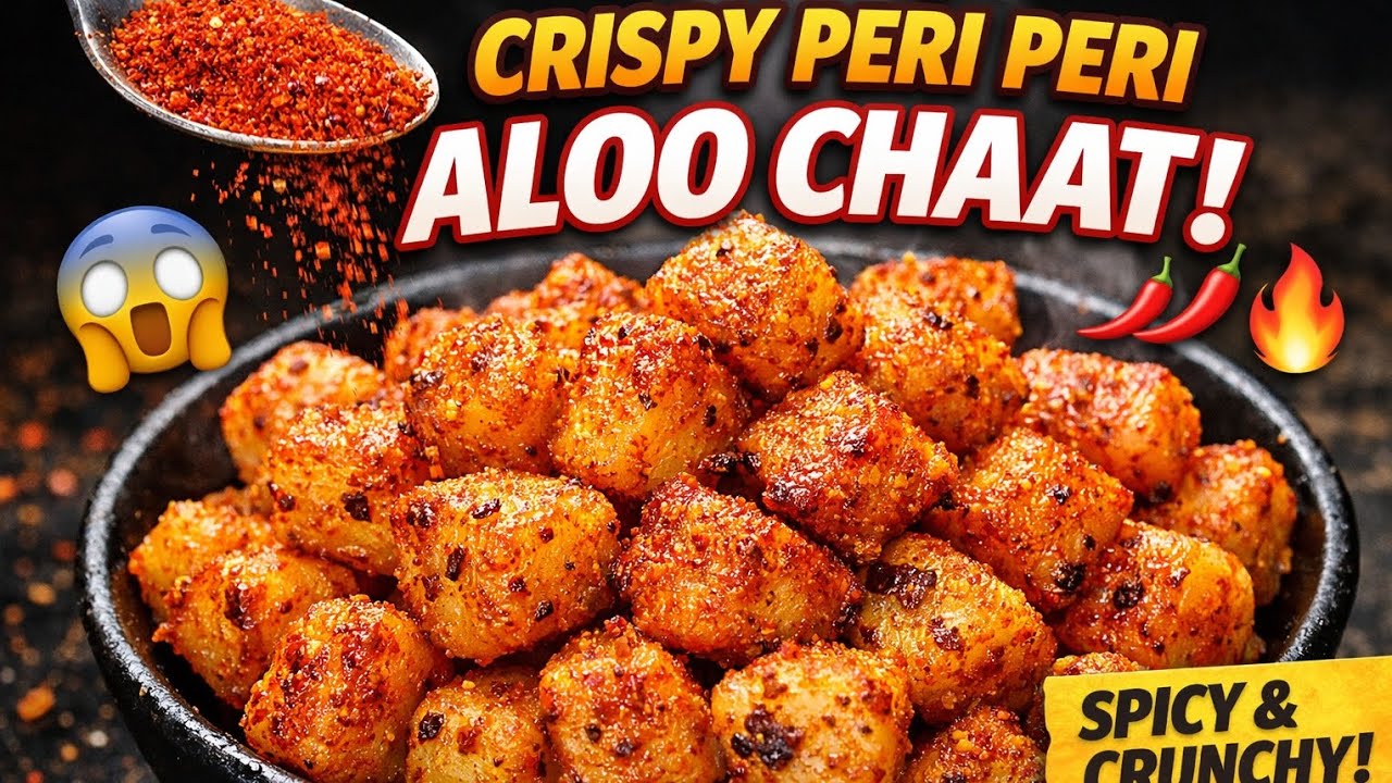 Crispy Peri Peri Aloo Chaat 🤤 | 5 Minute Spicy Snack Recipe