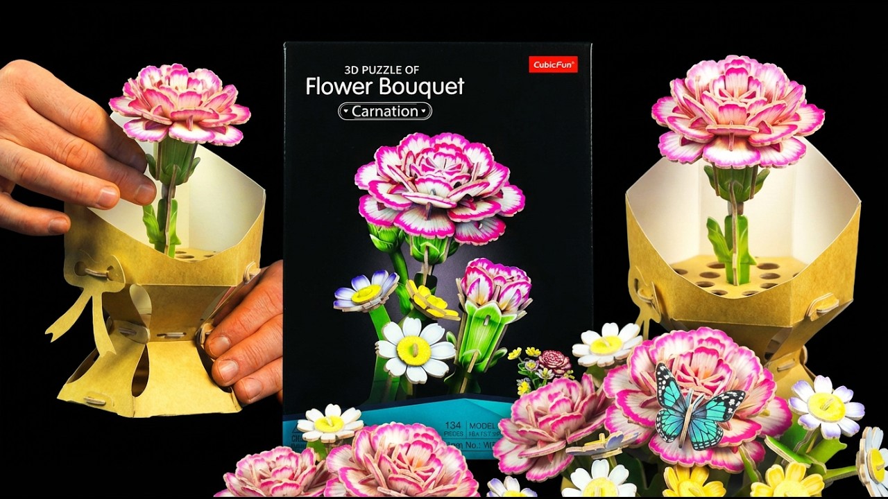 Relaxing ASMR Craft - 3D Paper Flower Bouquet Assembly
