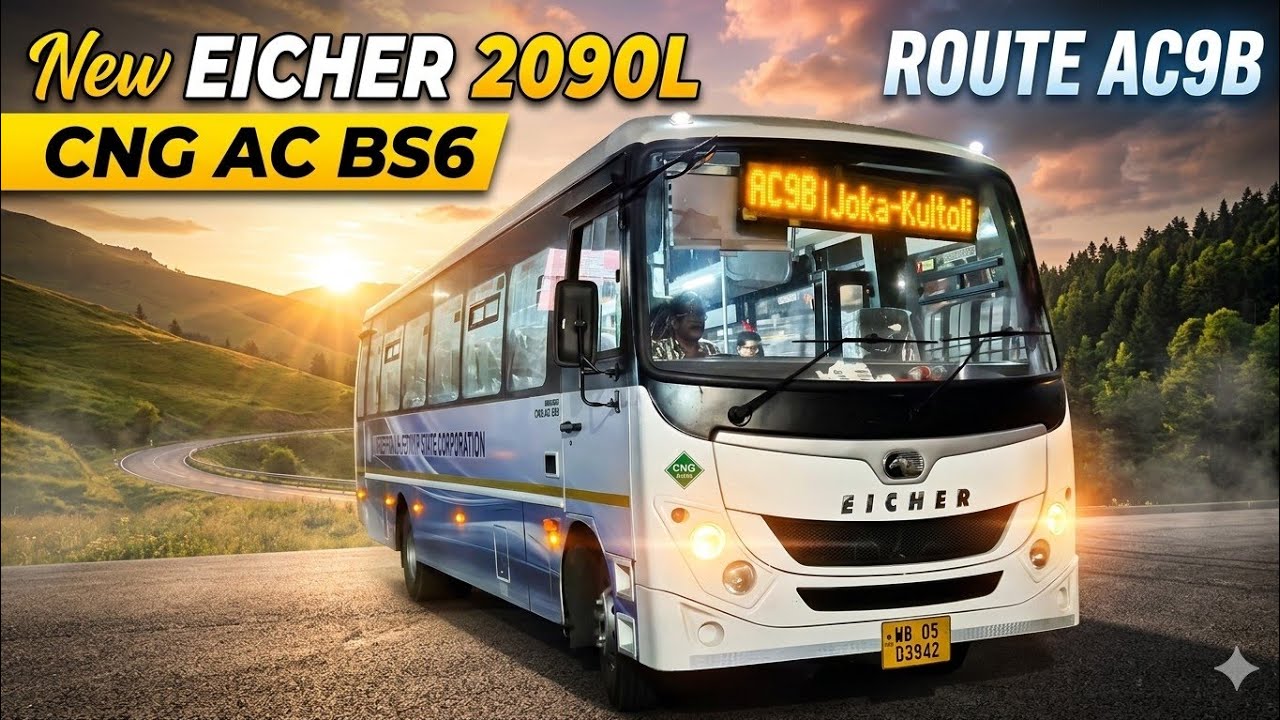 Eicher 2090L CNG BS6 AC review | West Bengal Transport Corporation | AC9B - Jadavpur - Eco Space
