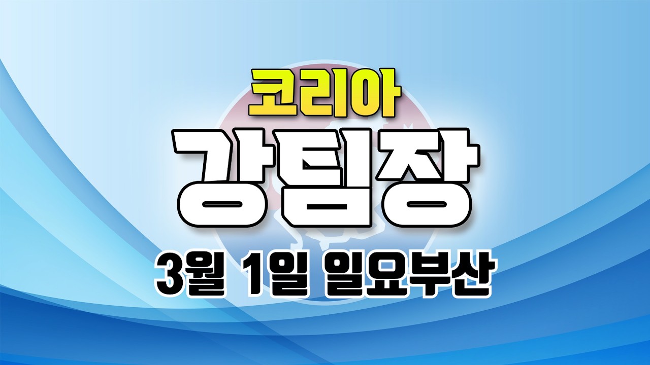 코리아 강팀장 2026년 3월 1일 일요부산