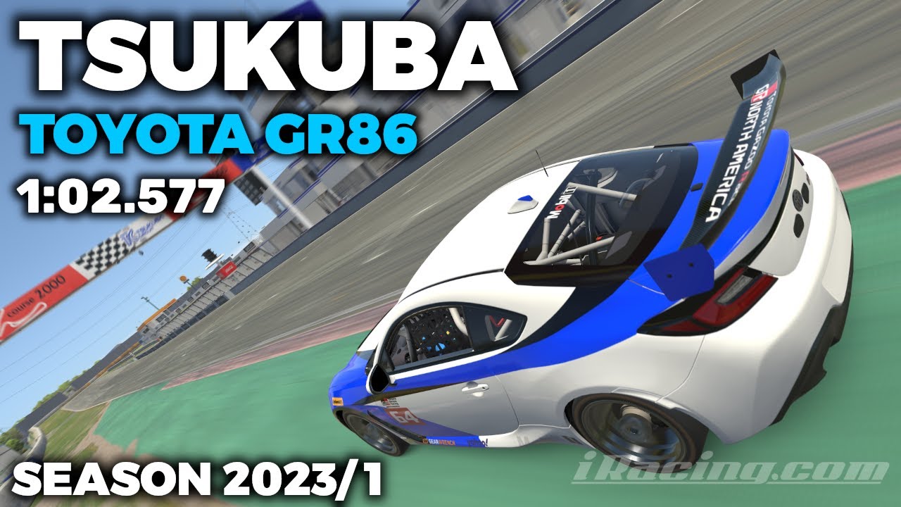 iRacing Tsukuba 2000 Full Toyota GR86 - Guide Lap + Hot Lap + Setup + blap file - 1:02,577