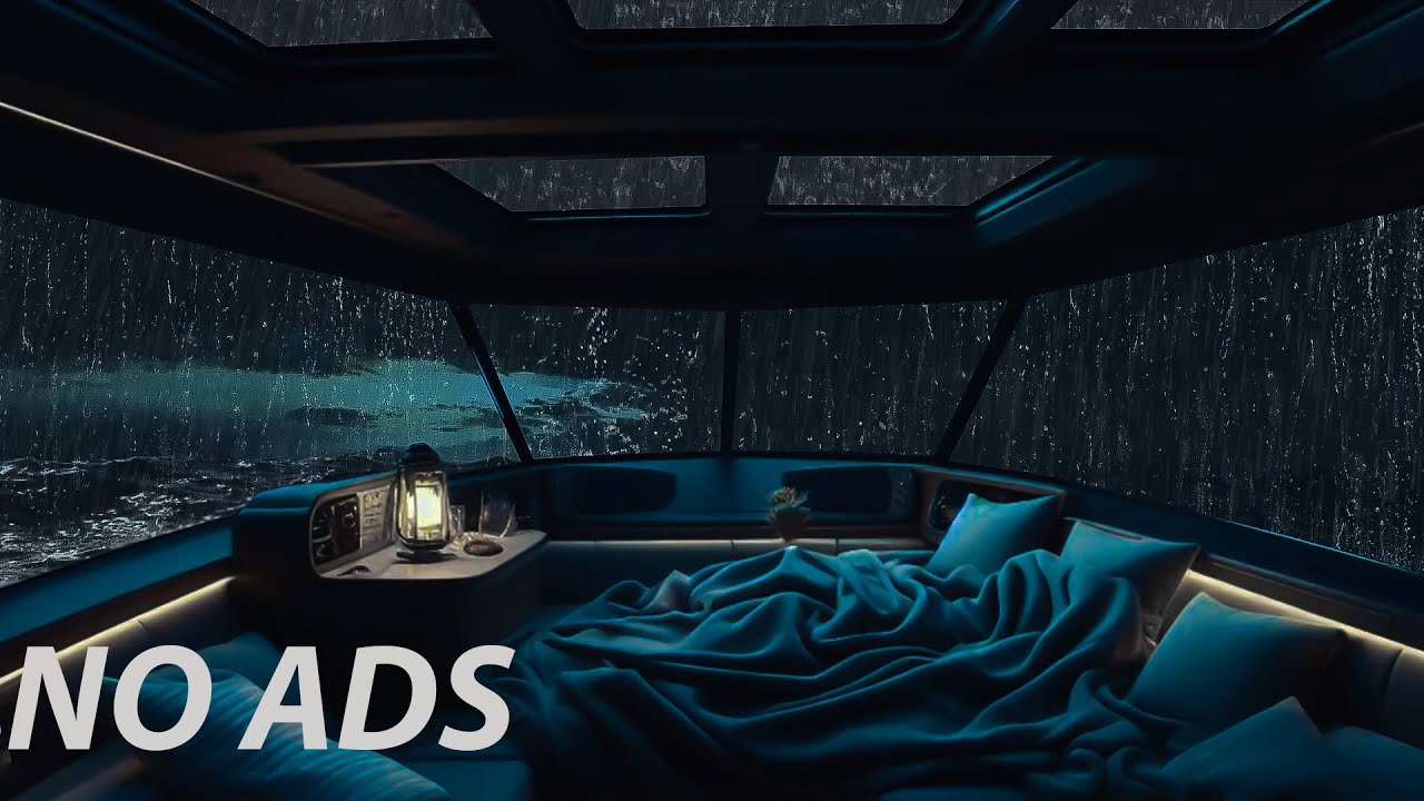 🔴 Savoring the Rain and Thunder on the Vast Sea - Cozying Up in a Small Boat for a Peaceful Slumber