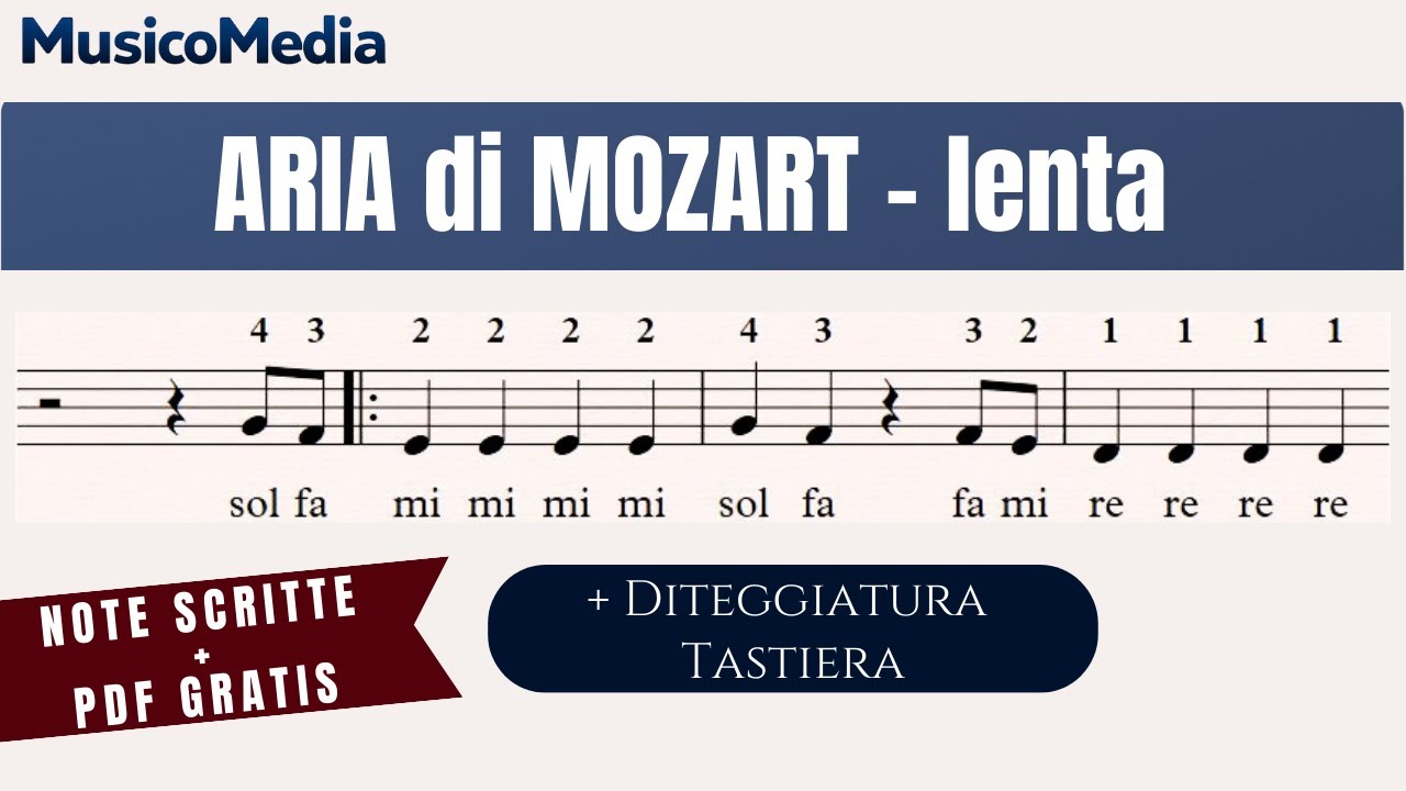 ARIA di MOZART - lenta - FREE PDF - Spartito facile per flauto dolce