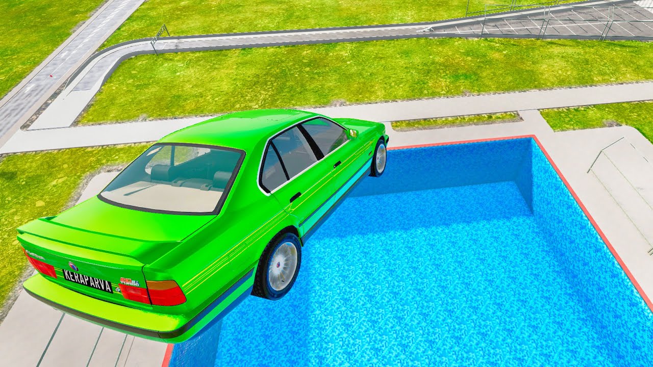 High Speed Car Jumping In Pools | BeamNG Drive