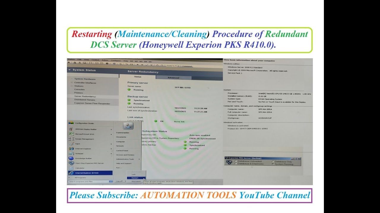 Restarting (Maintenance/Clean) Procedure of Redundant DCS Server (Honeywell Experion PKS R410.0).