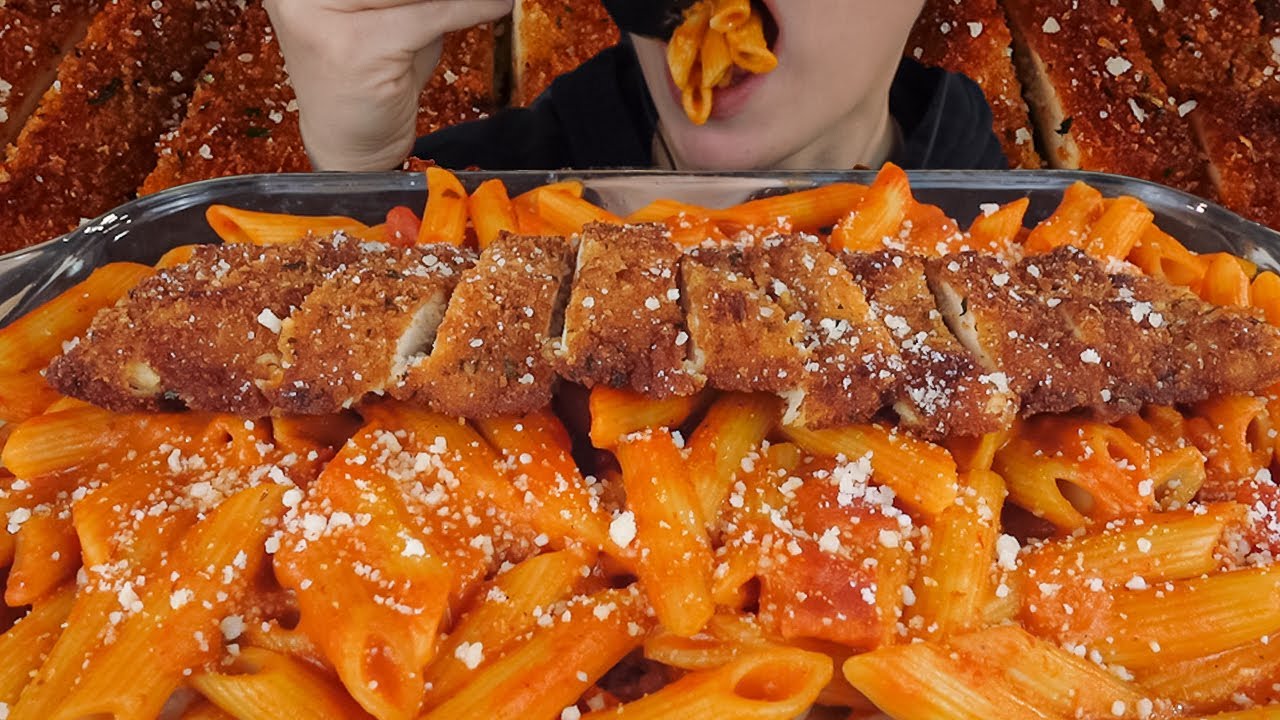 ASMR Cheesy Vodka Pasta & Chicken Cutlets Dinner Mukbang