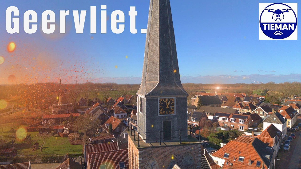 Dronebeelden van Geervliet op een Winterdag in 4k.