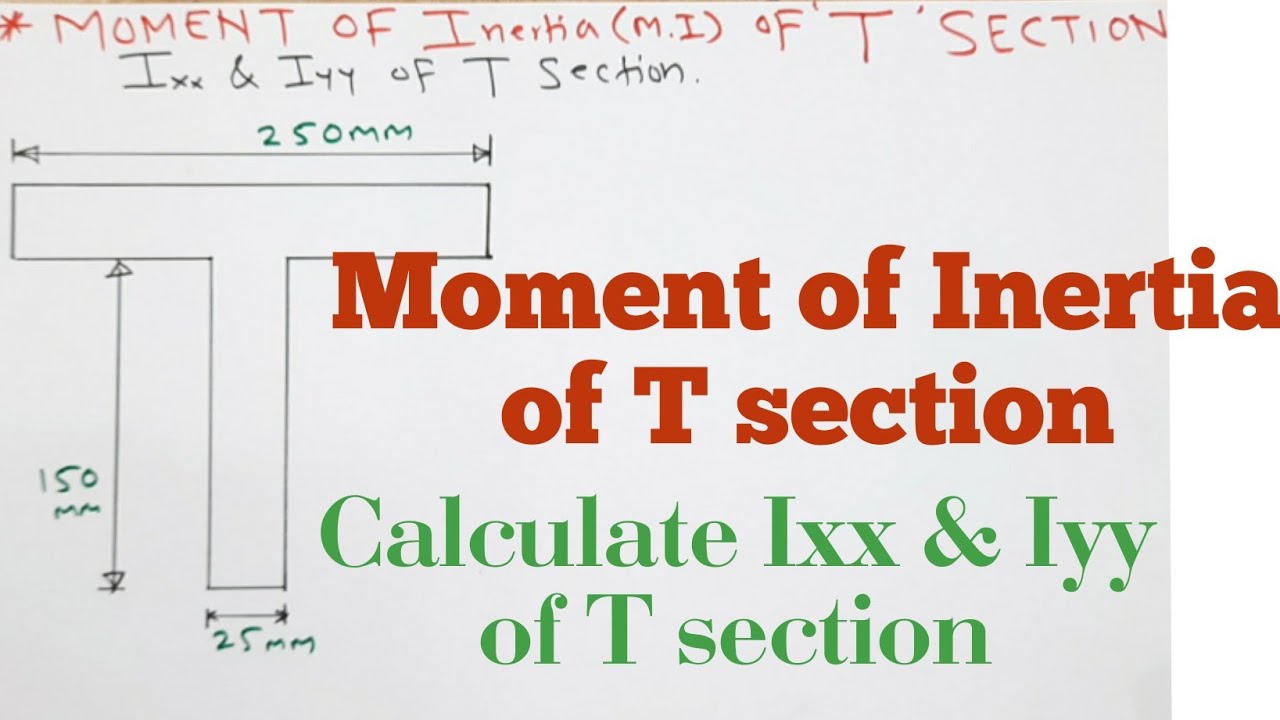 moment of Inertia of T Section|Calculate Ixx and Iyy|Centroid & MI of T section|